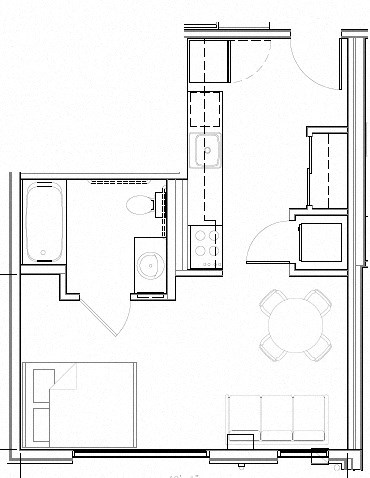 Floor plan for studio, 1 bath, 326 sqft
